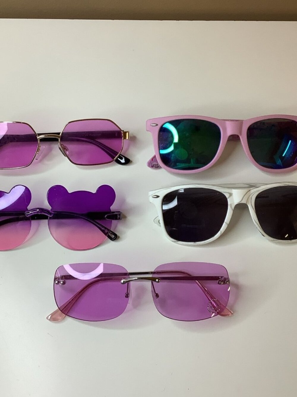 Girls Sunglasses Bundle Of 5pairs Pink, Purple And White, Cute Lot. Used
